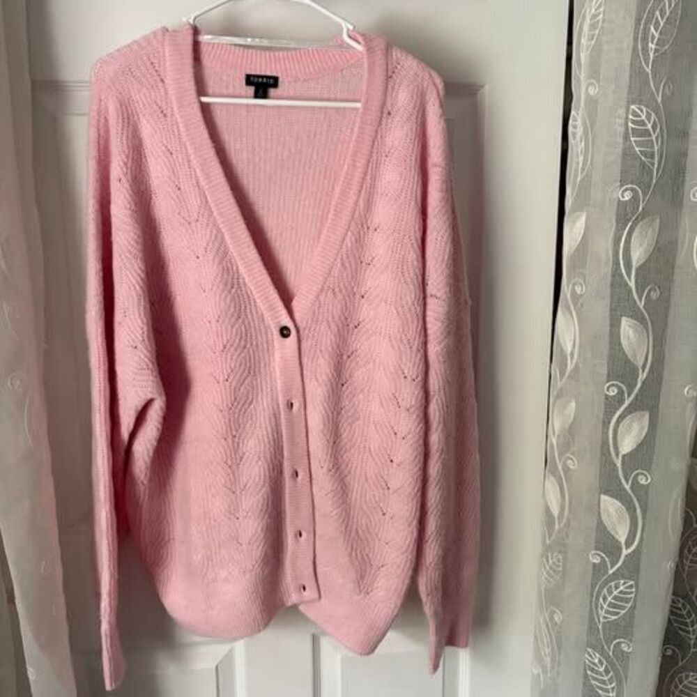 Torrid Blush Pointelle Knit Cardigan Womens Plus Size 2X Button Front